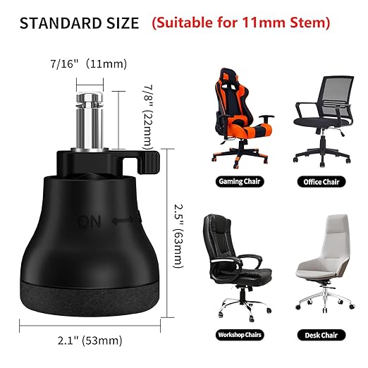 Ruedas Fijas para Silla de Oficina RCHYFEED Set x5 — Conversion de Rueda Giratoria a Deslizador para Pisos de Madera