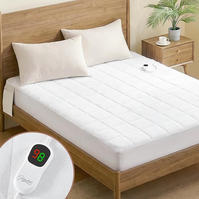 Homemate Funda Calefactable para Colchón Tamaño Queen (80in x 60in) – Control Dual y 5 Temperaturas