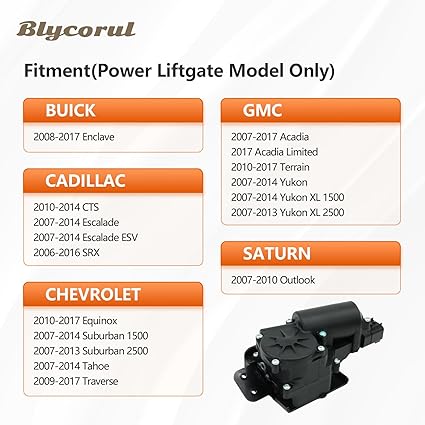 Actuador Motor Compuerta Trasera Blycorul | Chevy, GMC, Cadillac | OEM 931-107