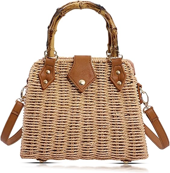 Bolsa de pajita, bolsos cruzados para mujer, bolso tejido bohemio hecho a mano