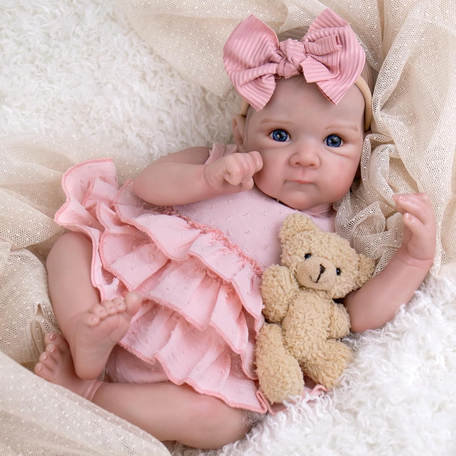 Aori Realistic Reborn Baby Dolls - Lifelike 20-Inch Newborn Baby Doll with Poseable Limbs and Feeding Kit, Weighted Real Life Reborn Baby Girl Gift Set for Seniors, Collectors and Kids 3+