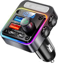 Transmisor FM Bluetooth 5.3 Nulaxy 54W – 4 Puertos Carga Rápida, Reproductor Música, Llamadas Manos Libres, LED 5 Colores, Soporte USB