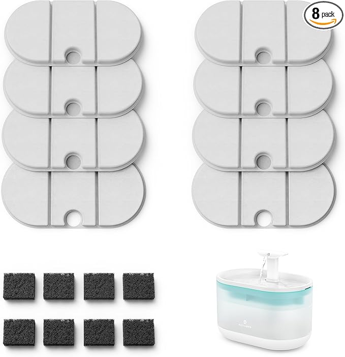 PETLIBRO 8 Filtros de Repuesto para Fuente de Agua Capsule PLWF002 – Suministro para 4 Meses, Para Fuente Ultra Silenciosa para Gatos
