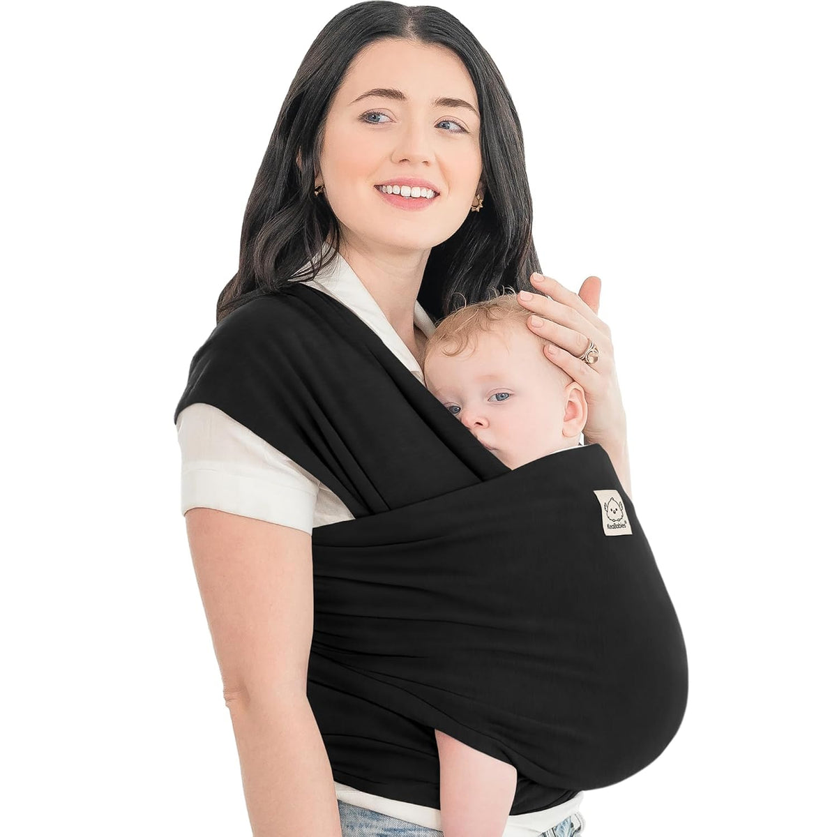 Portabebés tipo fular KeaBabies - Todo en 1. Portabebés original para recién nacidos y niños pequeños. Fácil de usar, manos libres para crear vínculos con el bebé. Ligero y transpirable. (Negro de moda).