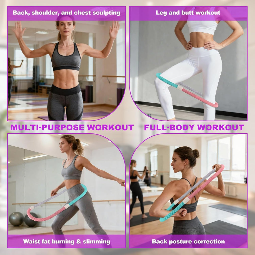 Hula Hoop Peso Silencioso, Hula Hoop Plegable Silencioso Diseño Que se Adapta a la Cintura Herramienta Fitness Portátil para Adultos Entrenamiento de Core en Casa para Quemar Grasa