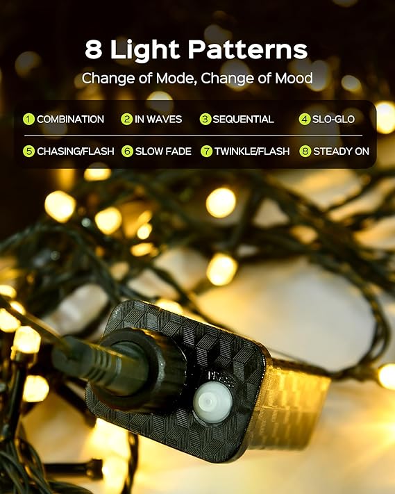 Luces de Navidad súper largas de 500 LED de 178 pies, luces LED de burbujas brillantes para árbol de Navidad con 8 modos y memoria, tira de luces LED parpadeantes mejoradas 2025 para decoración