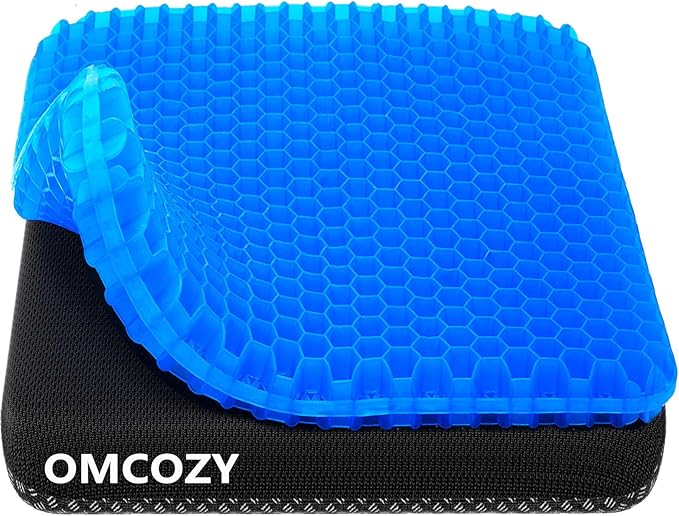 Cojín de asiento de gel, cojín de asiento de enfriamiento (súper grande y grueso), diseño de panal transpirable que absorbe los puntos de presión, cojín de gel para silla de oficina, cojín de asiento