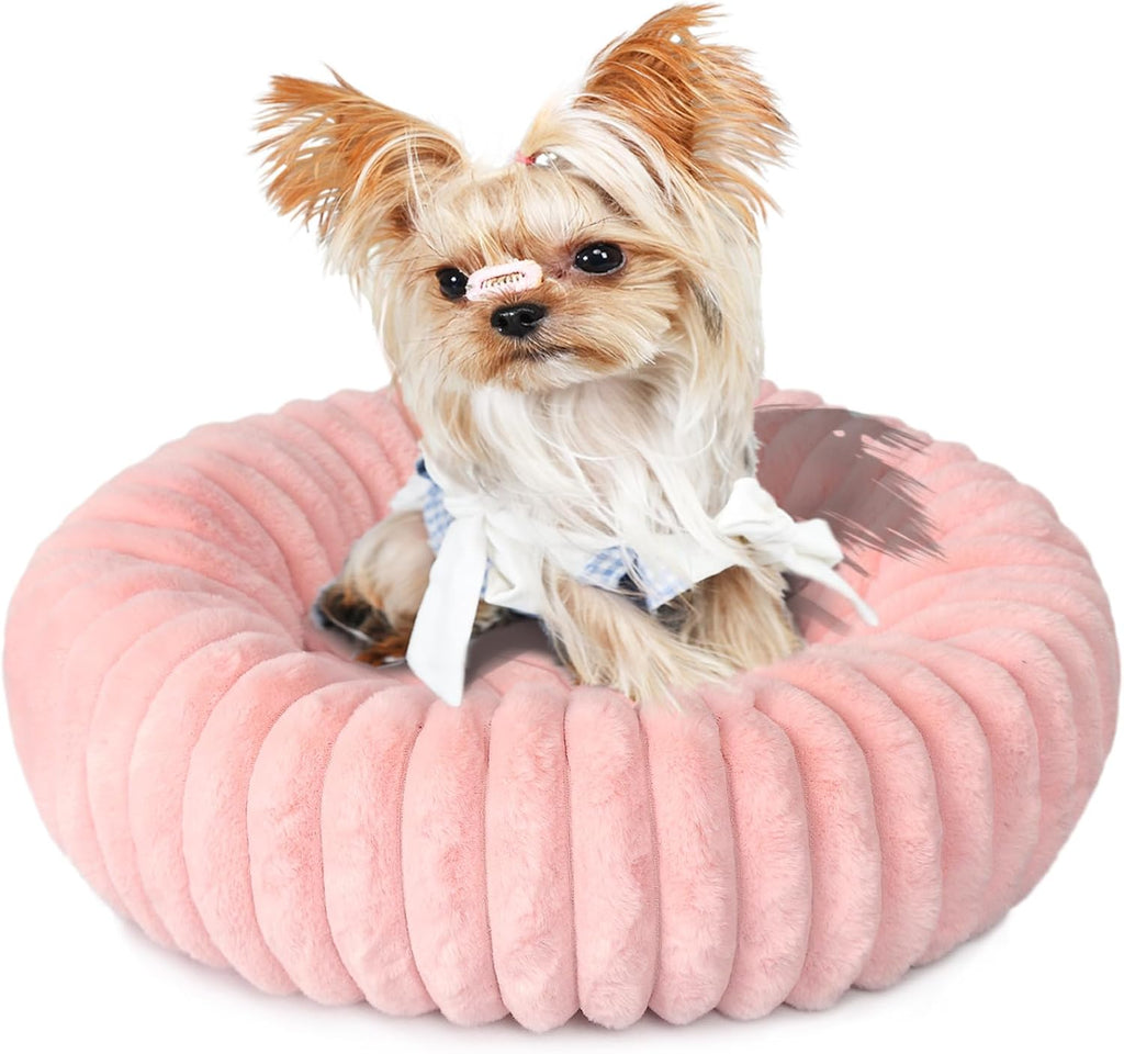 Camas adorables para gatos de interior - Camas para perros pequeños lavables con base antideslizante, cojín suave y cómodo en forma de donut para cachorros y gatitos, rosa rubor, 48 x 48 x 13 cm.