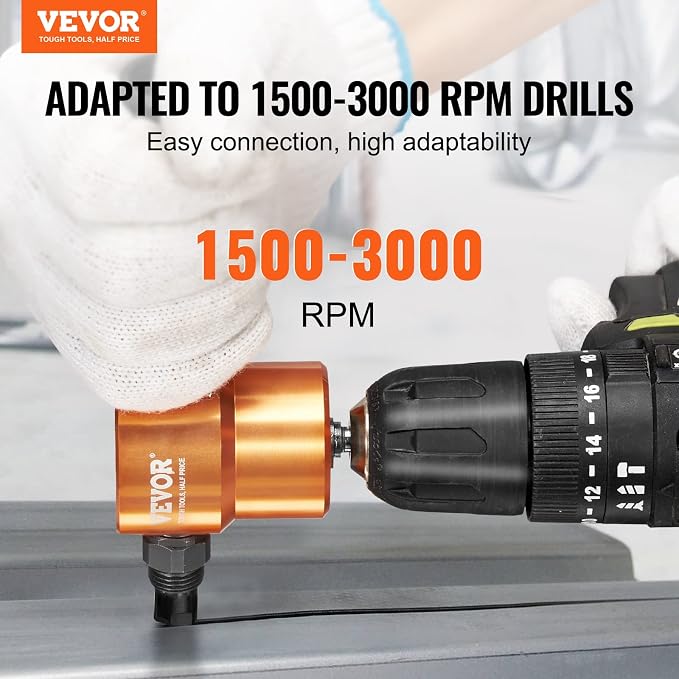 VEVOR - Recortador de doble cabeza, de lámina, accesorio para taladro, 360 grados, con punzón y troquel adicionales, accesorio de orificio de corte y broca de un solo paso, para corte curvo, recto