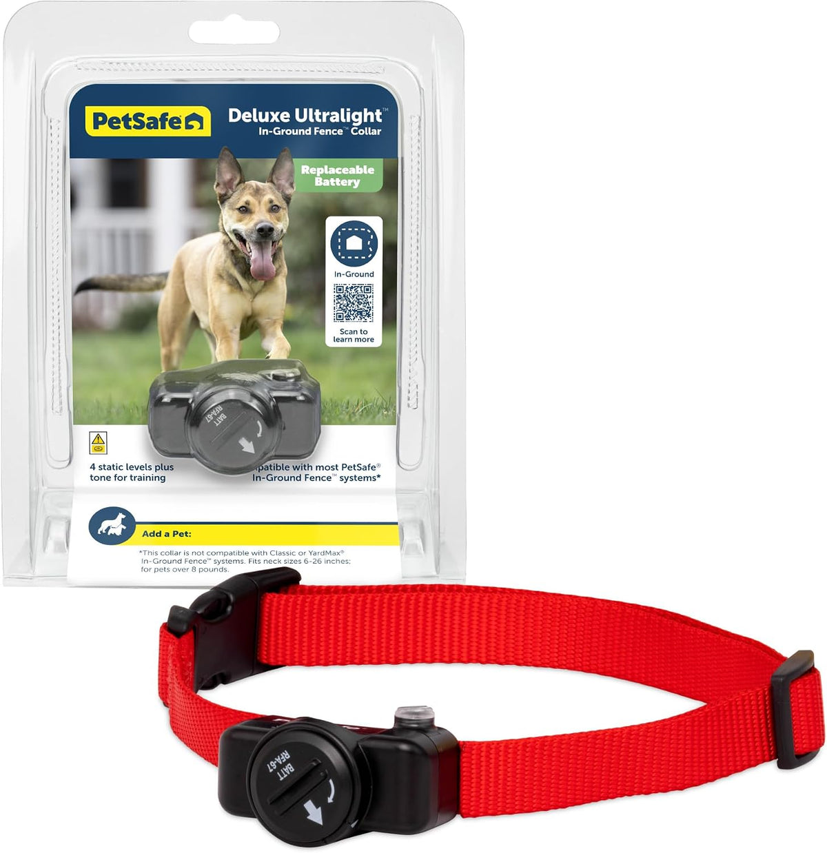 Collar receptor PetSafe Ultralight para valla invisible para perros y gatos de más de 3,6 kg (8 lb) - Resistente al agua con corrección de tono y estática - Collar eléctrico para perros - de la empresa matriz de la marca Invisible Fence.