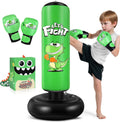 Inflatable Punching Bag, 48" Inflatable Boxing Bag for Kids with Boxing Gloves for 3-8 Kids, Stable Boxing Set for Practicing Karate, Taekwondo,Dinosaur Toy & Gifts for Boys (Green)