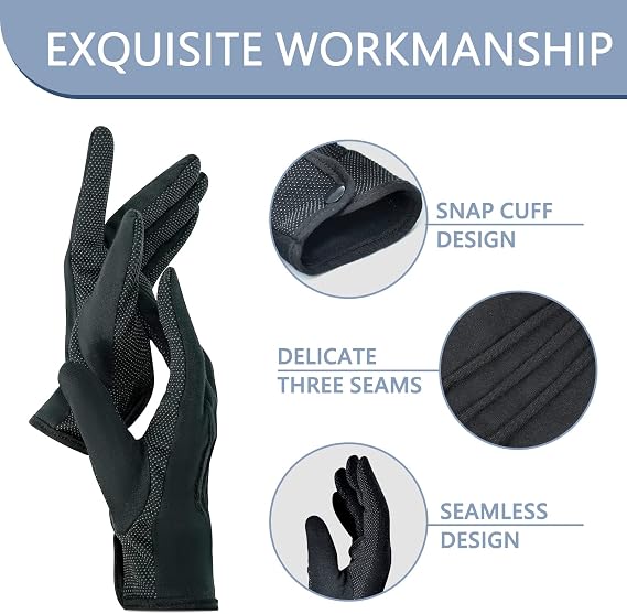 Guantes de algodón con cuentas para mujeres y hombres con agarre, antideslizantes, uniforme, guantes de policía con puño a presión