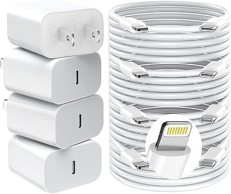 GREPHONE Cargador para iPhone de carga rápida, cargador de pared USB C de 20 W PD, paquete de 4 con cable de carga rápida de 1.8 m - Cargador rápido para iPhone 14/14 Pro Max/13/13 Pro/12/12 Pro/11/11