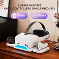 Base de carga RGB para Oculus Quest 3S/3, estación de carga plegable para auriculares y controladores Meta 3S VR, con 2 baterías recargables de 2100 mAh, compatible con indicador LED