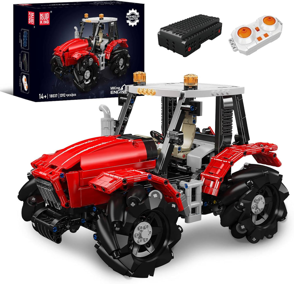 Mould King 18037 Tractor Model Building Blocks Kit, Buildable Farm Toy with Remote Control, Tractor Construction Vehicles Sets, STEM Farm Equipment Toys(1392 Pieces)