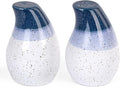 Juego de salero y pimentero de cerámica - Paquete de 2, azul y blanco, dispensadores de un orificio y de tres orificios, elegante accesorio de cocina