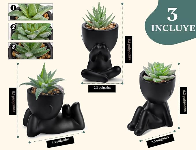 Plantas Suculentas Artificiales Der Rose – Pack de 3, Decoración para Hogar, Baño, Dormitorio y Halloween