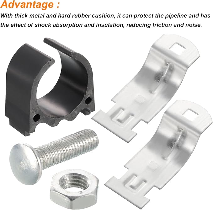 ⚠️ VENDEMOS 9 PCS | uxcell Abrazadera de Amortiguador de Goma 2" (50mm) | Acero con Cojín de Goma para Tubos PEX y Canales de Puntal