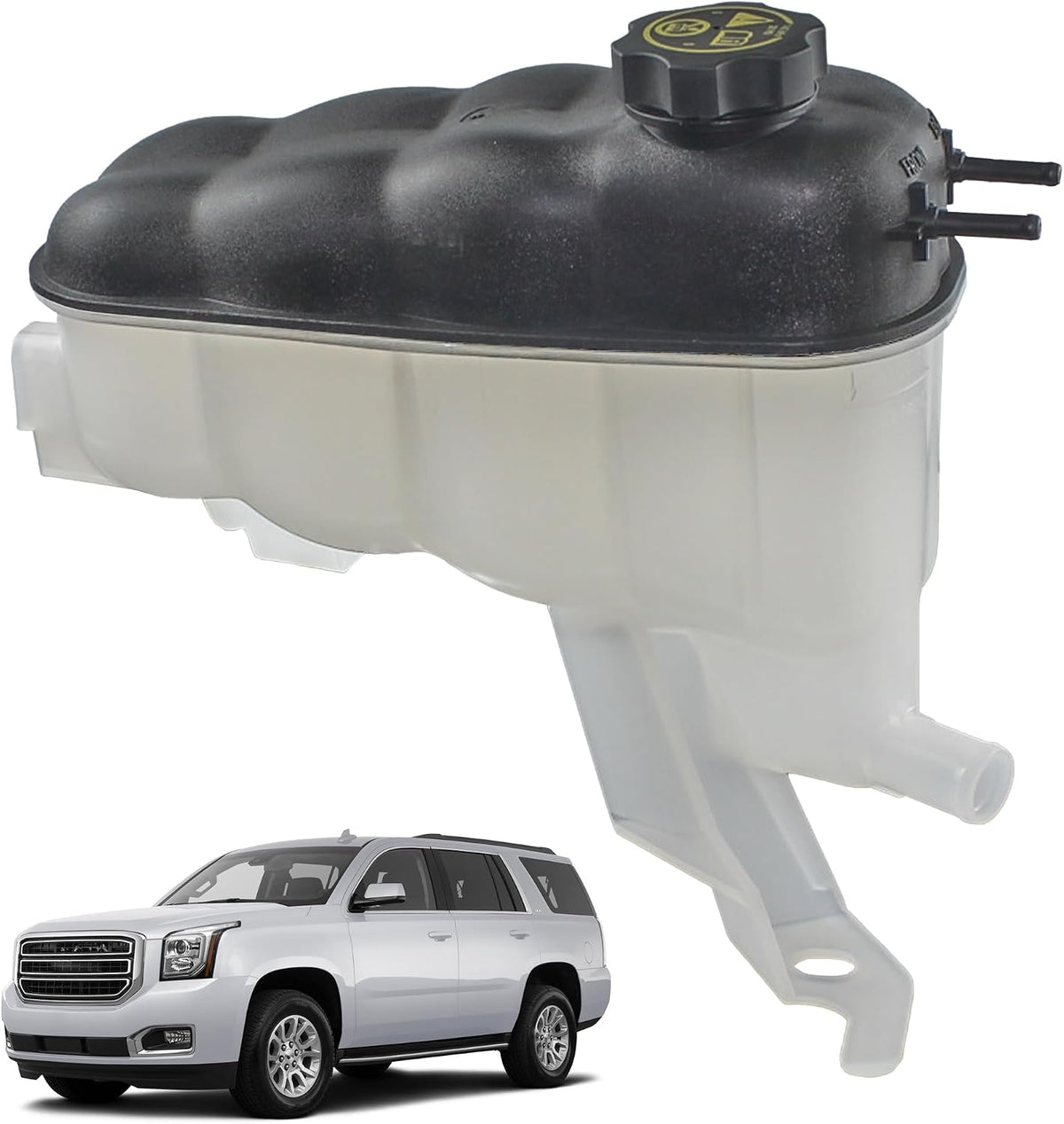 TIENE MANCHAS LEVES. Depósito de expansión de refrigerante YzusGomumu con tapa, compatible con Cadillac Escalade ESV 2015-2020, Chevrolet Silverado 1500, Suburban 3500 HD, Tahoe, GMC Sierra 1500 y Yukon XL. Reemplaza la pieza 22856231 603-973.