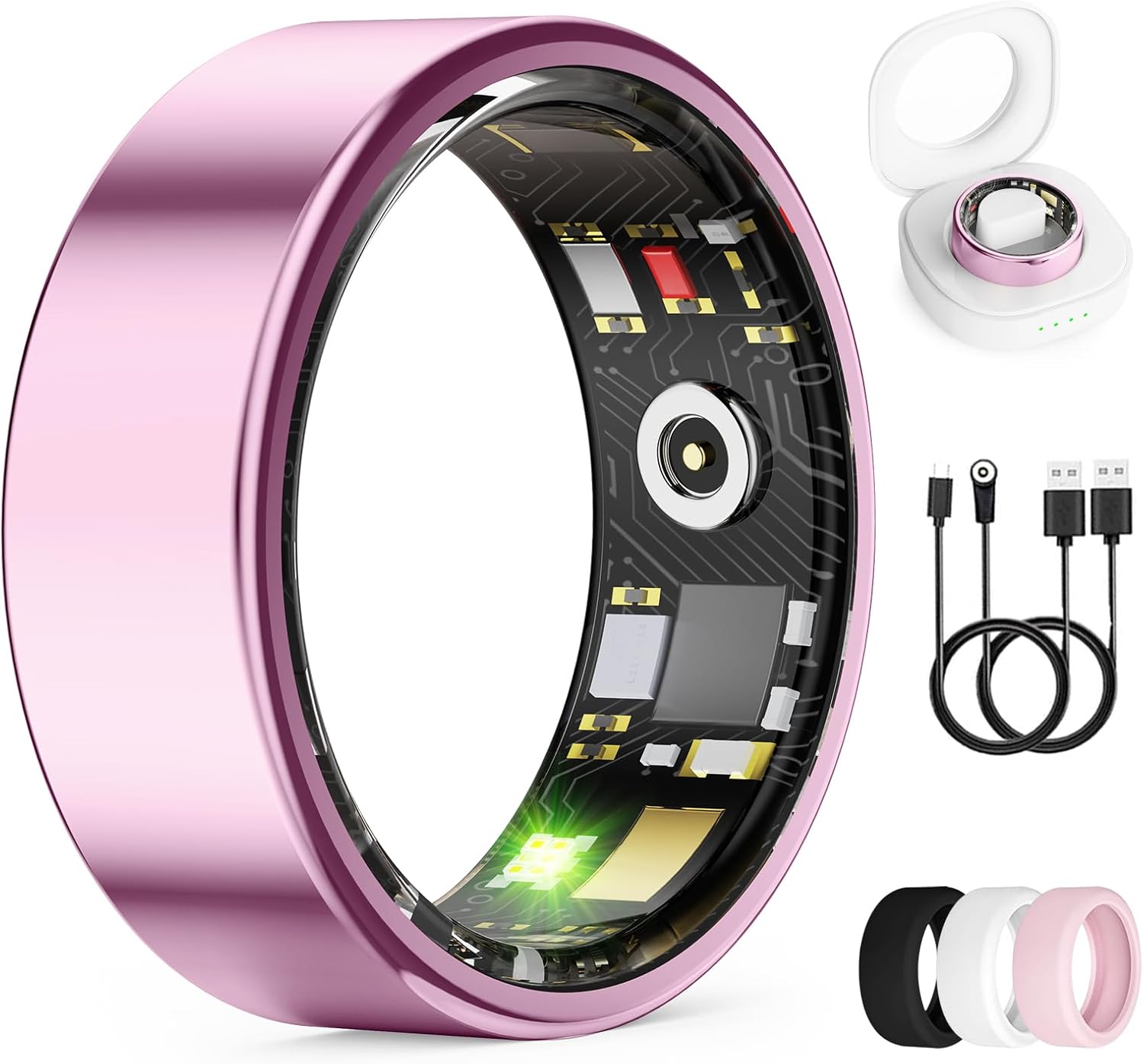 Smart Ring for Women & Men, Health Tracker Ring with Heart Rate, Blood Oxygen,Blood Pressure, IP68 Waterproof Fitness Ring, Sleep Tracker for iPhone and Android, No APP Fee (Lavender Pink, 9#)