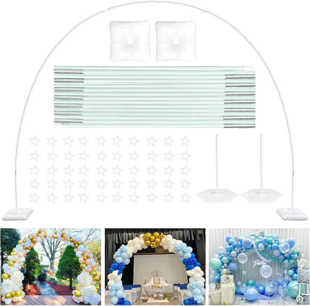 Kit de soporte para arco de globos TEKXYZ, estructura ajustable de 3 metros de ancho y 2,3 metros de alto, ideal para decoraciones de fiestas. Globos no incluidos.