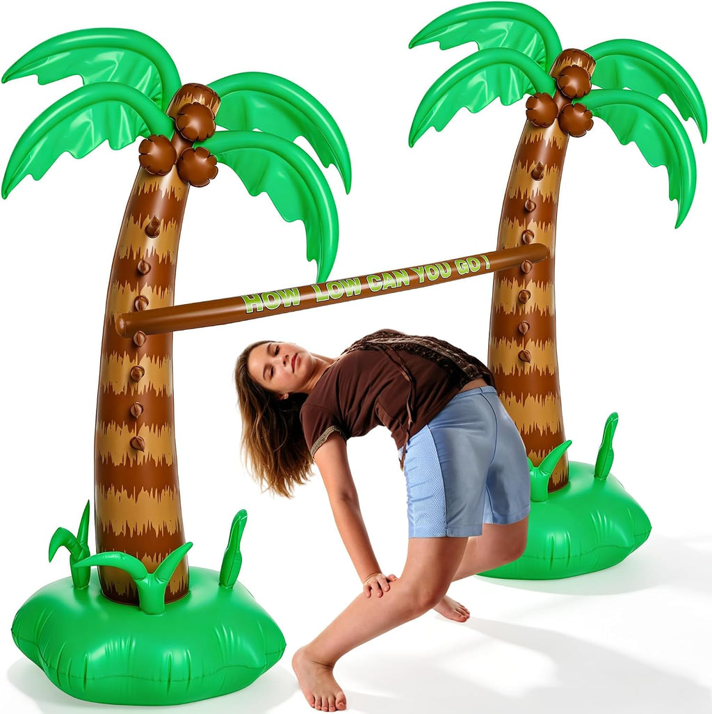Juego Limbo Inflable CapyBud 190cm Hawaiano Tropical, Pértiga Divertida Palmera, para Playa Piscina Cumpleaños Verano