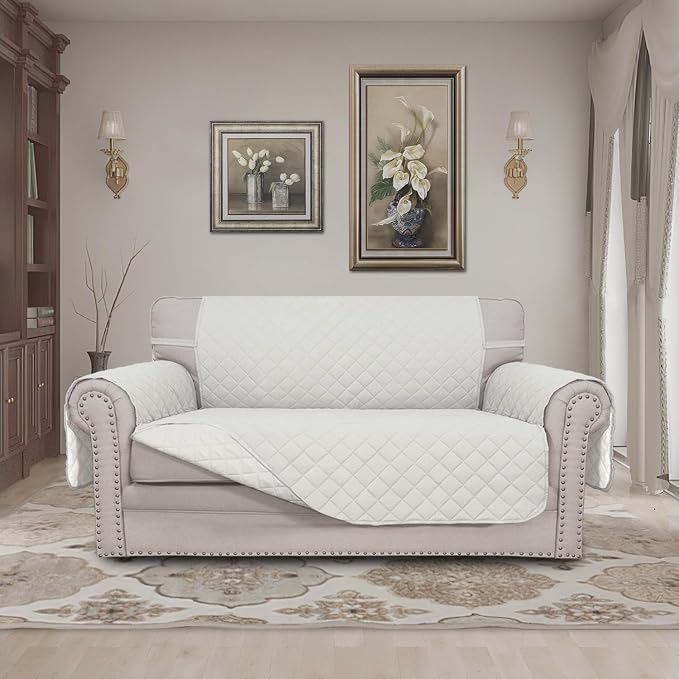 Easy-Going - Funda reversible para sofá de 2 plazas, protector de muebles resistente al agua, con varillas de espuma y correas elásticas, para perros (sofá biplaza, marfil/marfil)