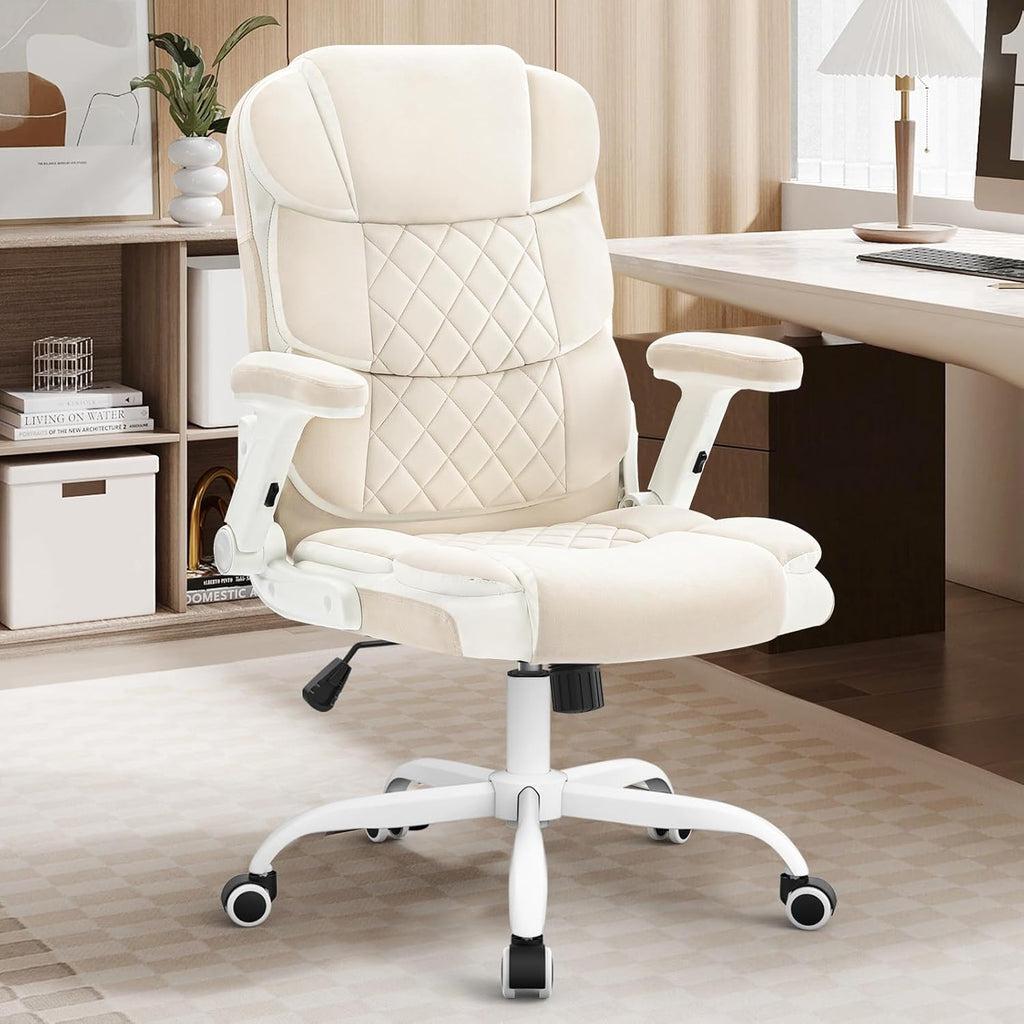 SEAZONE – Silla de Oficina para Casa con Ruedas y Apoyabrazos Abatibles
