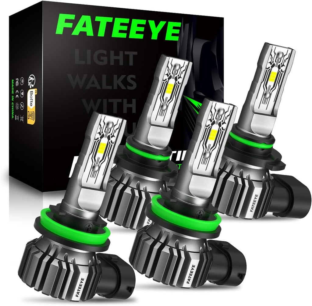 FateEye Bombillos LED H11 9005 40000LM 6500K | Kit de Luz Alta, Baja y Antiniebla, Tamano 1:1 Plug and Play