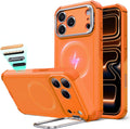 Funda ESR para iPhone 17 Pro Max con soporte, protección caída de grado militar 7m con control de cámara, cubierta resistente absorbedora de golpes, compatible MagSafe, naranja