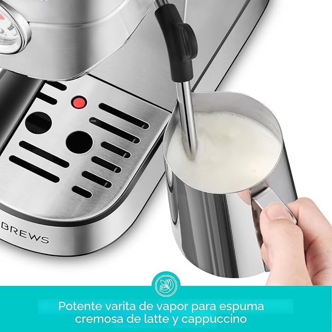 USADO - Máquina de expreso de 20 bares, cafetera de café espresso profesional con varita espumadora de leche, máquina de café espresso compacta con aspecto completo de acero inoxidable para capuchino, latte, macchiato, tamaño grande