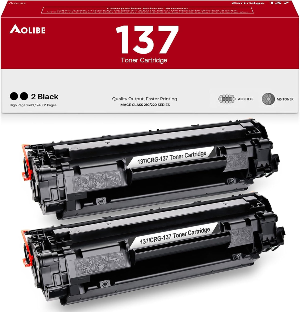 Cartucho de tóner negro compatible AOLIBE 137, reemplazo para cartucho de tóner Canon 137, compatible con impresoras MF232w, MF242dw, MF212w, MF216n, MF217w, MF244dw, MF247dw, MF249dw, MF227dw, paquete de 2