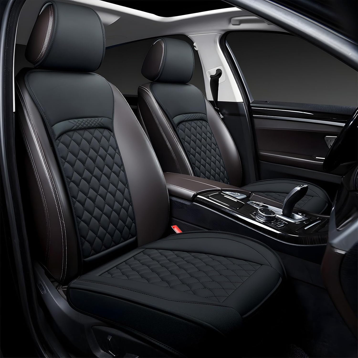 Fundas para asientos delanteros de coche, personalizadas para Honda Ridgeline, HR-V, Element, Passport, Insight, City, Crosstour. Protector de asiento de cuero impermeable, paquete de 2, color negro. 