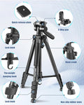 Trípode para cámara CAMBOFOTO de 74", trípode ligero de aluminio para DSLR/cámaras pequeñas/teléfonos, trípode portátil de viaje con cabezal