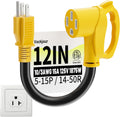 Adaptador RV 50 Amperios 110 Voltios NEMA 5-15P Macho NEMA 14-50R Hembra 30.48 cm Pesado STW 10AWG 15A 125V 1875W Amarillo Certificado ETL