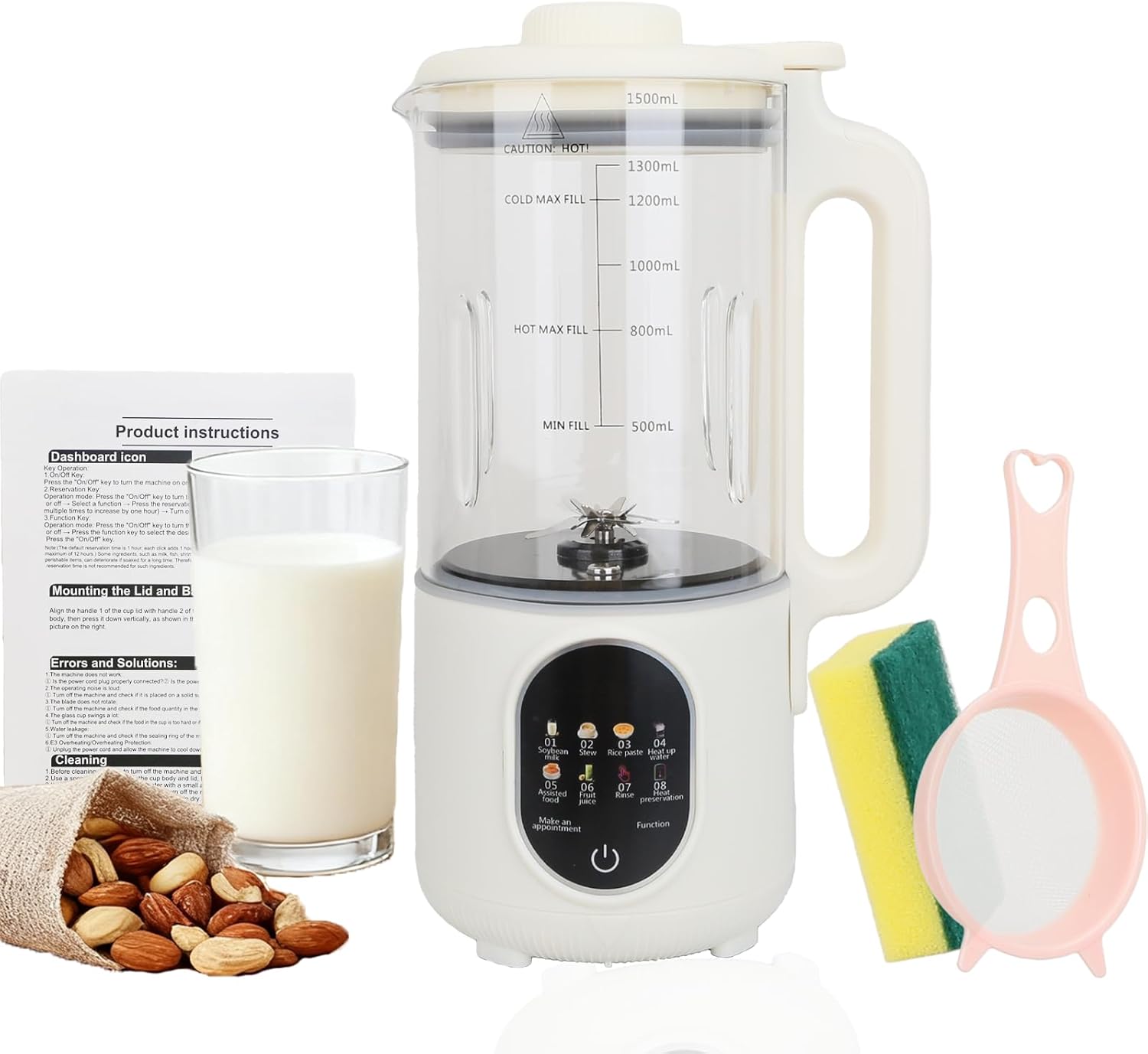 Máquina de Leche Vegetal 10 en 1 — 50 oz, 20 Cuchillas, Autolimpiable