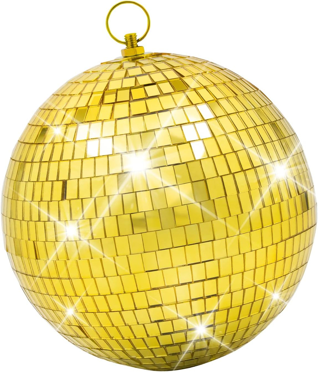 USADO-Decoración de bola de discoteca dorada de 6 pulgadas: decoración de fiesta de bolas de espejo colgantes