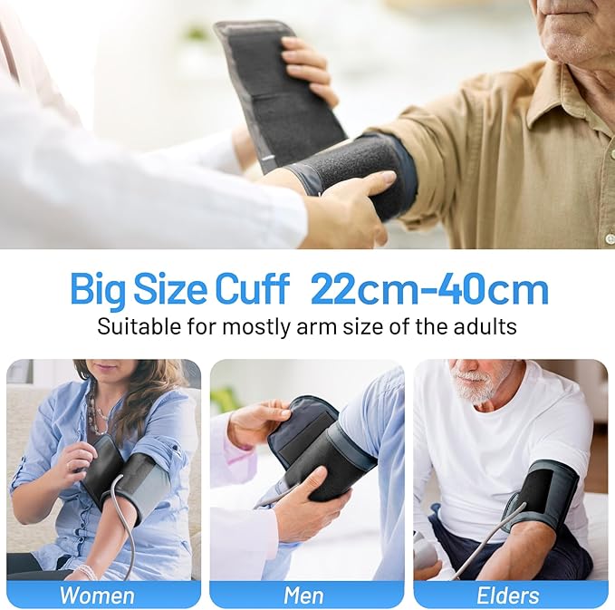 Monitor de presión arterial máquina de brazo superior preciso manguito BP ajustable kit pantalla led retroiluminada 2 usuarios 240 conjuntos de memoria incluye bolsa de almacenamiento blanco