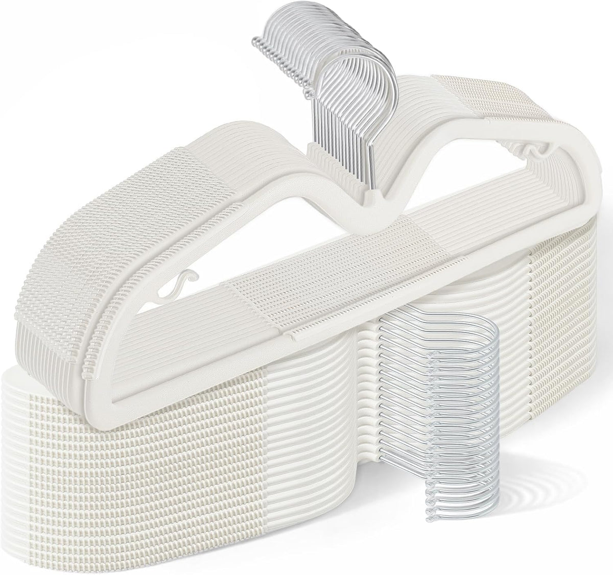 LemonRoad Paquete de 36 perchas de cuello corto, perchas de plástico antideslizantes mejoradas que elevan la ropa 7,6 cm (3 pulgadas) más, gancho giratorio de 360° que ahorra espacio para organizador de armario, camisas, chaquetas y vestidos, acabado