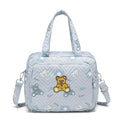 Bolso cambiador pequeño tipo tote, bolso cambiador cruzado mini con 8 bolsillos, bolso de viaje para bebés (niños y niñas), 2 bolsillos térmicos, azul - Oso