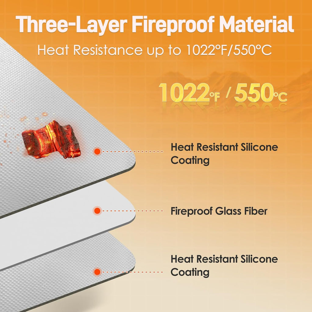 Amerbro Tapete Resistente al Calor 15x18" – Protector de Encimera de Silicona Ignifugo Gris para Air Fryer, Cafetera y Tostadora