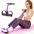 Banda de Resistencia con Pedal y Asas | Mejorada de 6 Tubos, Tensión Manual de Caucho Natural, Multifuncional para Abdomen, Cintura, Brazos y Piernas | Púrpura