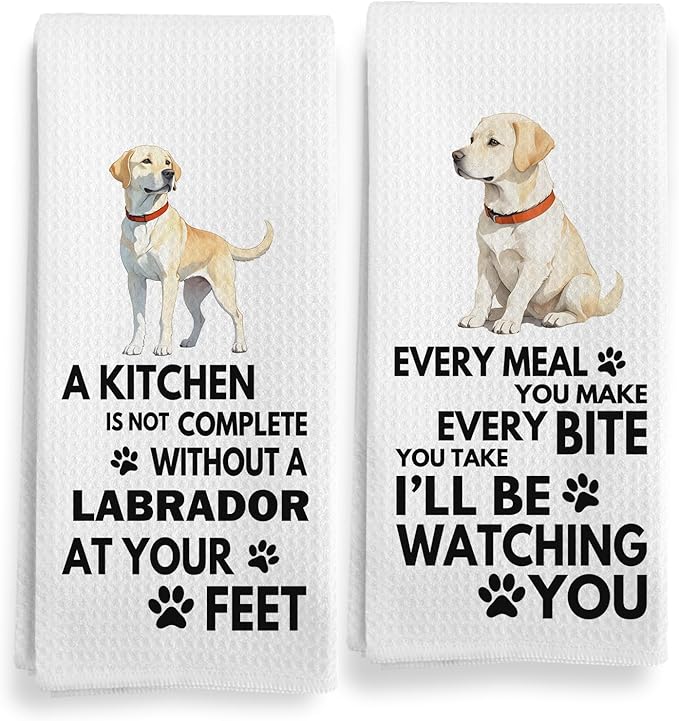 Toallas de Cocina Labrador Retriever – Set Decorativo 16x24" | Diseño Every Meal You Make | Regalo para Amantes del Labrador