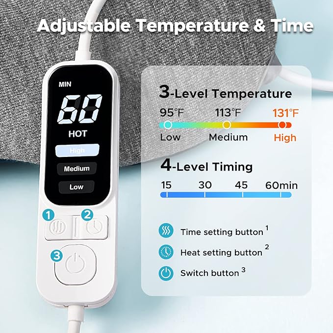 Ezona Máscara térmica para ojos, máscara de compresión ocular cálida para ojos secos, almohadilla térmica eléctrica USB con control de temperatura y temporizador, máscara de ojos secos para blefaritis