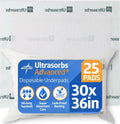 Medline Ultrasorbs Drypads, 76 x 91 cm, paquete de 25 unidades, almohadillas desechables superabsorbentes para cama, almohadillas grandes para incontinencia, protectores de cama Chucks, 10 veces más absorbentes, para adultos y personas mayores.