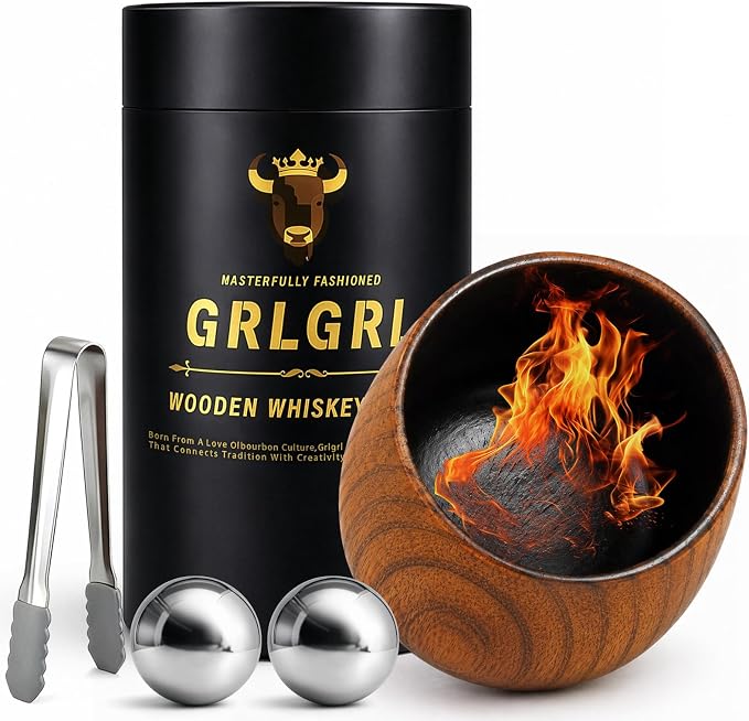 Vasos de whisky de madera carbonizada, regalos para hombres, taza de bourbon de moda antigua, regalos perfectos para papá, novio, marido, hermano o amantes del whisky, 1 paquete