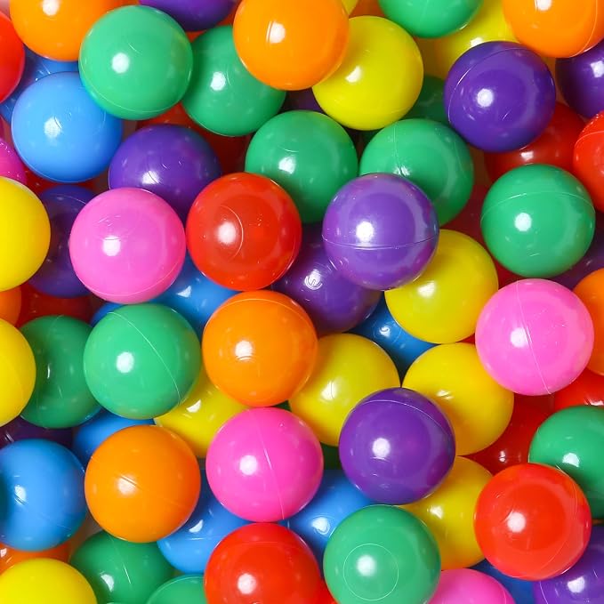 GOGOSO 100 bolas de plástico sin ftalatos y BPA, para niños pequeños y niños, accesorios para el hogar, 7 colores brillantes