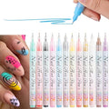 Juego de pinceles para uñas con grafiti 12 piezas, marcadores impermeables de pintura, líneas de gel de secado rápido, puntas para hacer puntos, negro y blanco, para manicura, material profesional