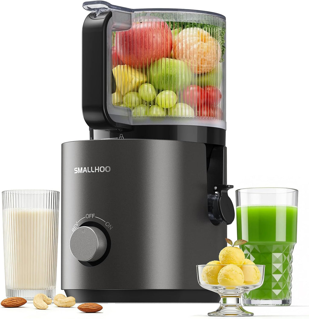 Cold Press Juicer Machines with 6.5" Large Feed Chute, Juicer for Whole Vegetables & Fruits, High Juice Yield (Black)