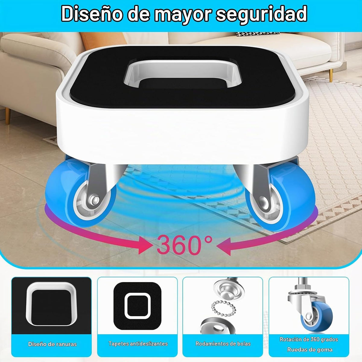 Nuevos elevadores de muebles mejorados con ruedas, deslizadores de muebles con ruedas giratorias de 360° de 1.25 pulgadas, carretilla de muebles para mover sofás pesados, camas, capacidad de carga